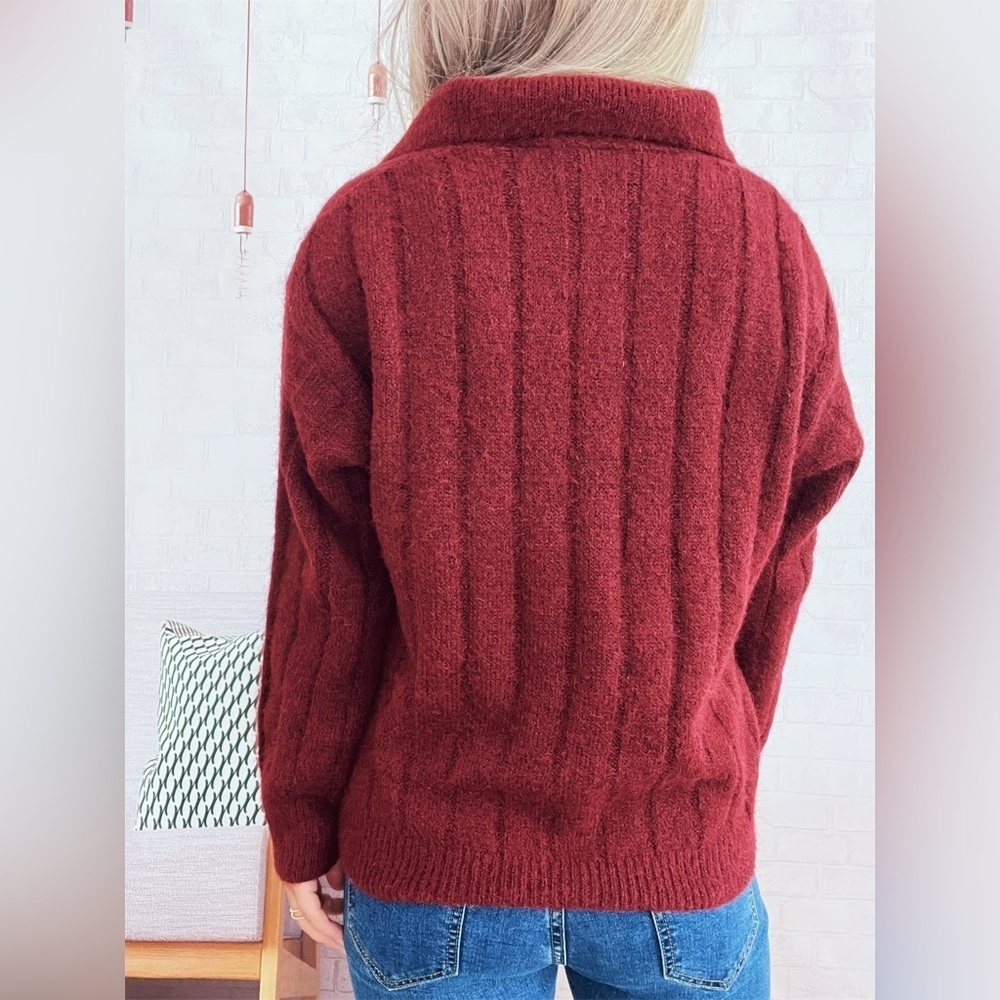 Ribbed Hem Quarter Zip Sweater - Picture 10 of 14